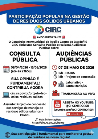 O CIRC convida toda a população para participar ativamente do projeto de manejo de resí...